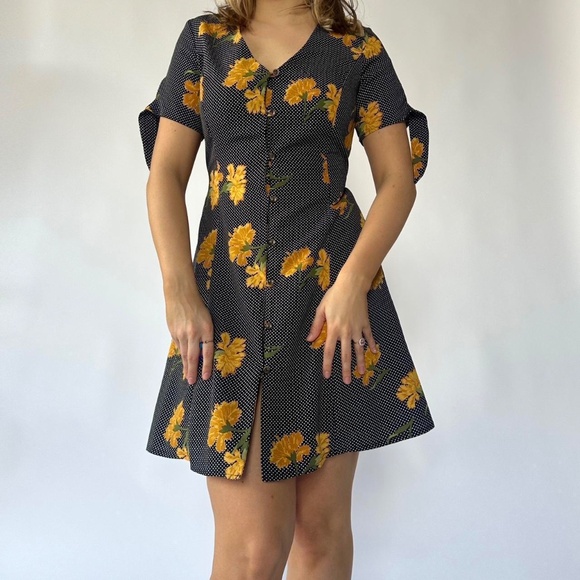 Flower Mini Dress Size 6 Boho Summer Sundress - Picture 1 of 5